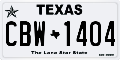 TX license plate CBW1404