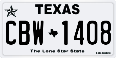 TX license plate CBW1408