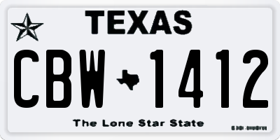 TX license plate CBW1412