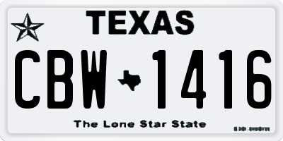 TX license plate CBW1416