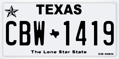 TX license plate CBW1419
