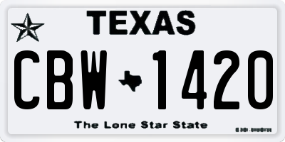 TX license plate CBW1420