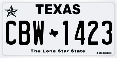 TX license plate CBW1423