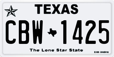 TX license plate CBW1425