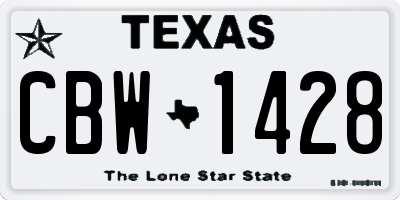 TX license plate CBW1428