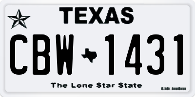 TX license plate CBW1431