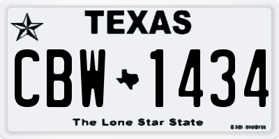 TX license plate CBW1434