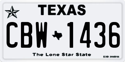 TX license plate CBW1436