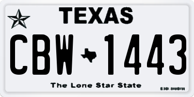 TX license plate CBW1443