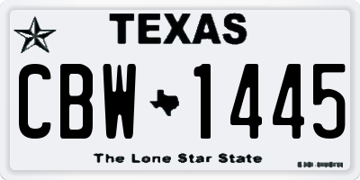 TX license plate CBW1445