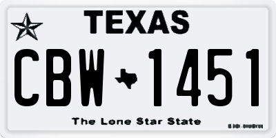 TX license plate CBW1451