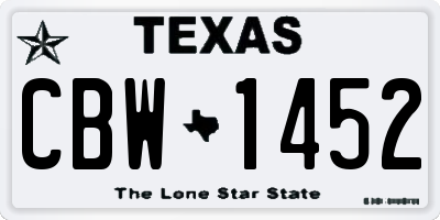 TX license plate CBW1452