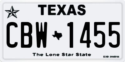 TX license plate CBW1455