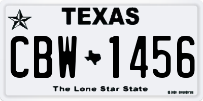 TX license plate CBW1456