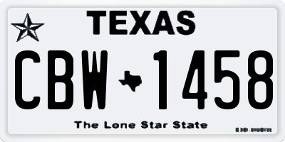 TX license plate CBW1458