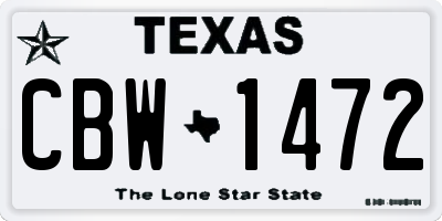 TX license plate CBW1472