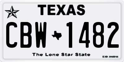 TX license plate CBW1482