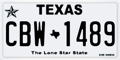 TX license plate CBW1489