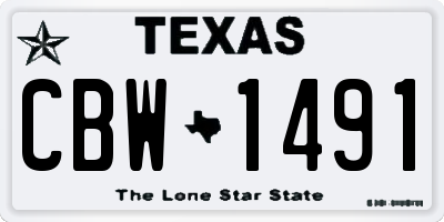 TX license plate CBW1491