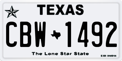 TX license plate CBW1492