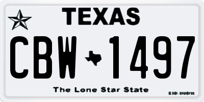 TX license plate CBW1497