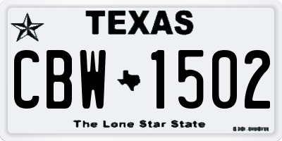 TX license plate CBW1502