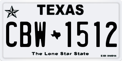 TX license plate CBW1512