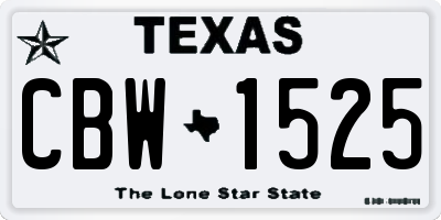TX license plate CBW1525