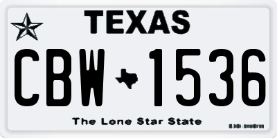TX license plate CBW1536
