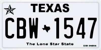 TX license plate CBW1547
