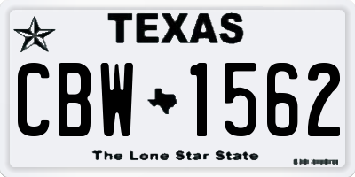TX license plate CBW1562