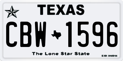 TX license plate CBW1596