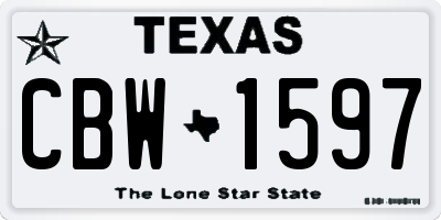 TX license plate CBW1597