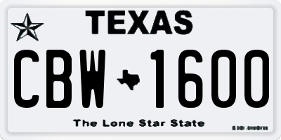 TX license plate CBW1600
