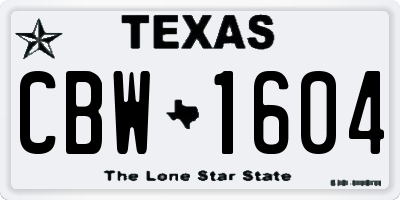 TX license plate CBW1604