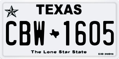 TX license plate CBW1605