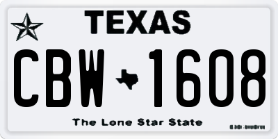 TX license plate CBW1608