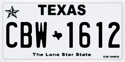 TX license plate CBW1612