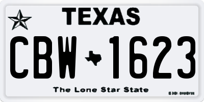 TX license plate CBW1623