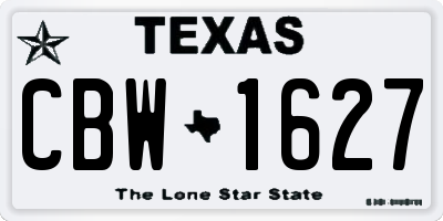 TX license plate CBW1627