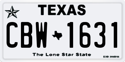 TX license plate CBW1631