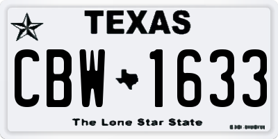 TX license plate CBW1633