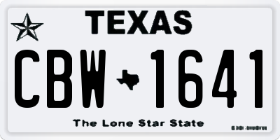 TX license plate CBW1641