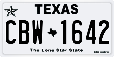 TX license plate CBW1642