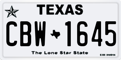TX license plate CBW1645