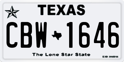 TX license plate CBW1646