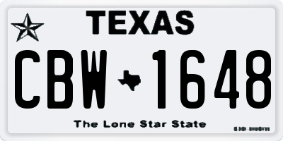 TX license plate CBW1648