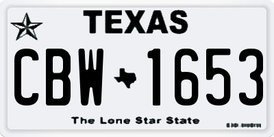 TX license plate CBW1653