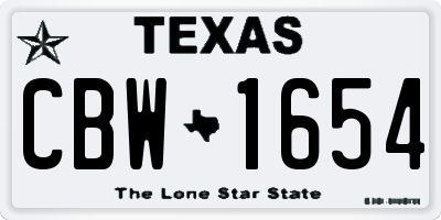 TX license plate CBW1654