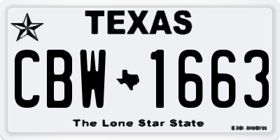 TX license plate CBW1663